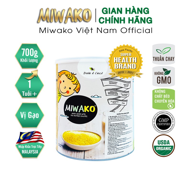 Sữa thực vật hữu cơ Miwako - Vị gạo - 700g - Malaysia