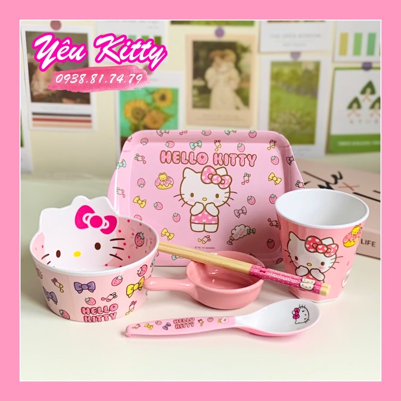 BỘ TÔ CHÉN DĨA LY HELLO KITTY