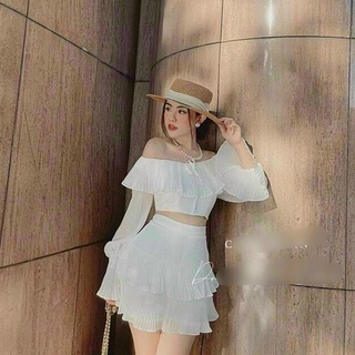 Set đầm xếp ly áo kèm chân váy dập ly siêu xinh