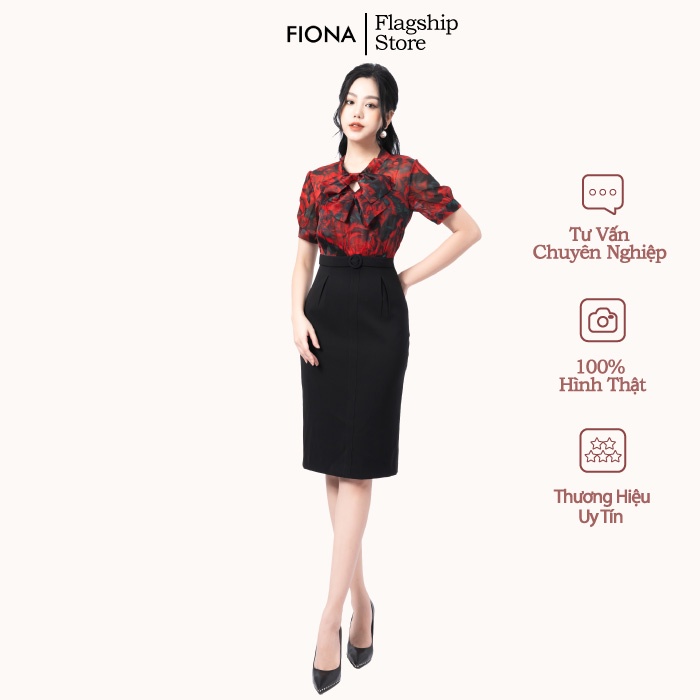 Đầm Công Sở Thiết Kế FIONA, Đầm Ôm Quyến Rũ Thân Trên Phối Sơ Mi Thanh Lịch Mã F451308