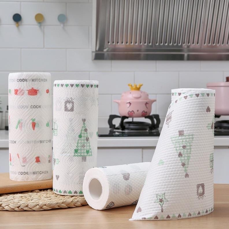 Khăn giấy lau bếp trắng , Khăn lau đa năng thấm hút tốt - Giấy lau bếp siêu dai bền, Giấy lau giặt và tái sử dụng