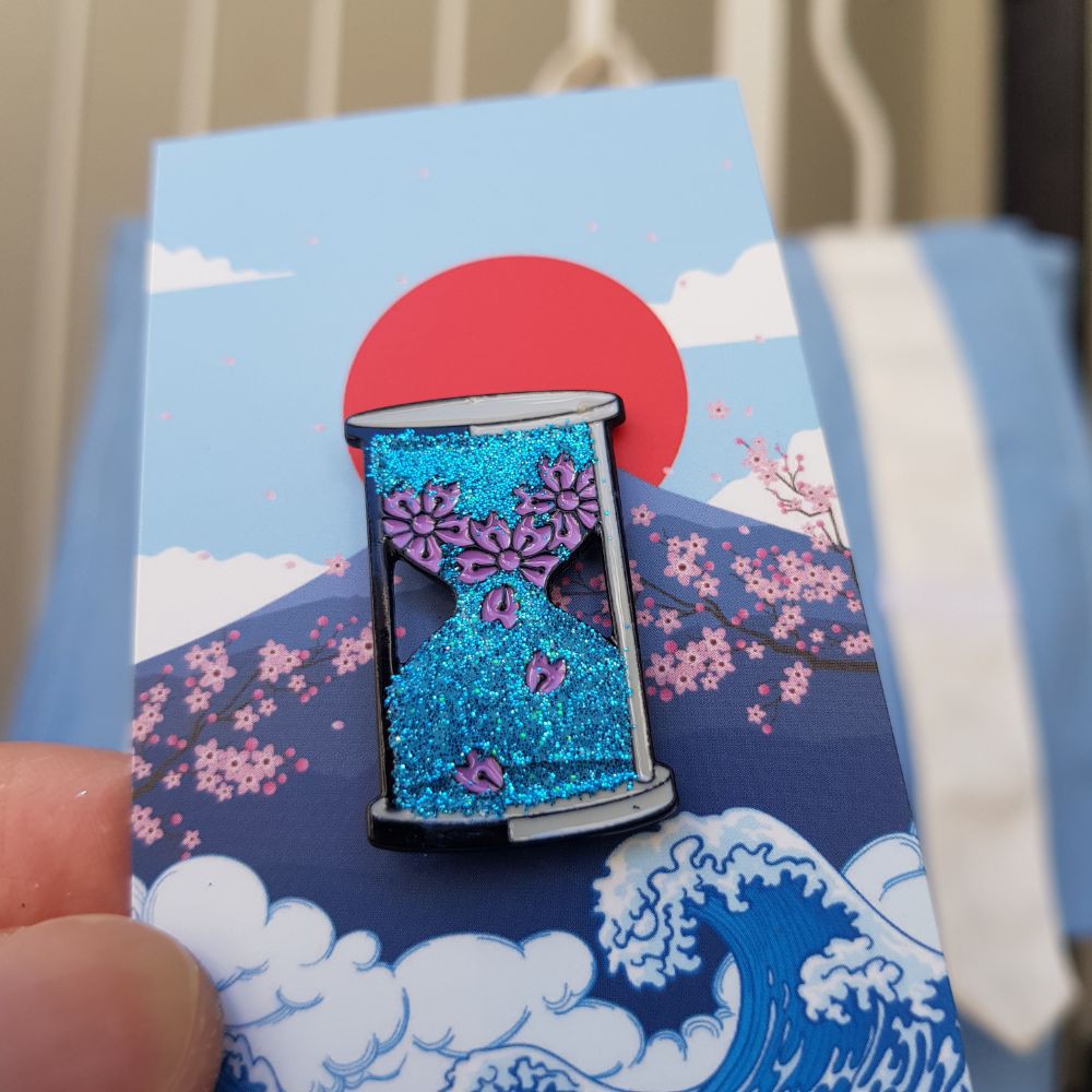 Pin cài áo họa tiết hoa Sakura/ mầm cây/ phi hành gia/ cá voi kiểu dáng đồng hồ cát - GC410