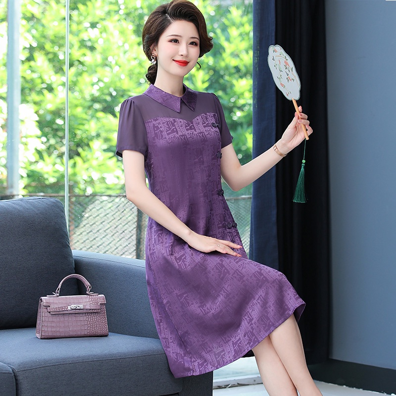 Đầm Dự Tiệc Tay Ngắn Phong Cách Phương Tây Thời Trang Mùa Hè Mới Dành Cho Phụ Nữ Trung Niên 2022