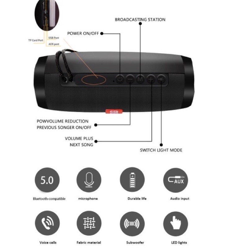 Loa Bluetooth TG 157 Loa Bluetooth Mini Không Dây có Đèn Led Theo Âm Nhạc, Âm Thanh Sống Động, Pin Cực Khoẻ Thiết Kế Mới