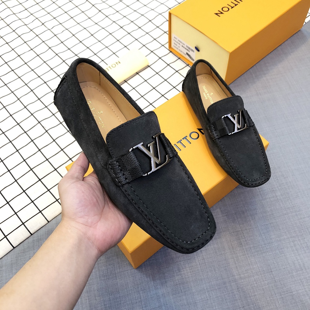 Giày lười nam da thật cao cấp Louis Vuitton LV thiết kế sang trọng với phong cách đơn giản