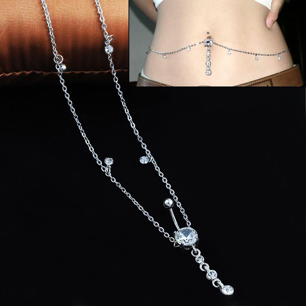Thắt Lưng Dây Xích Đính Đá Phối Khuyên Rốn Thời Trang Mùa Hè