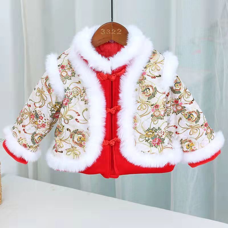 Đầm sườn xám Hán phục thời trang năm mới xinh xắn cho bé gái