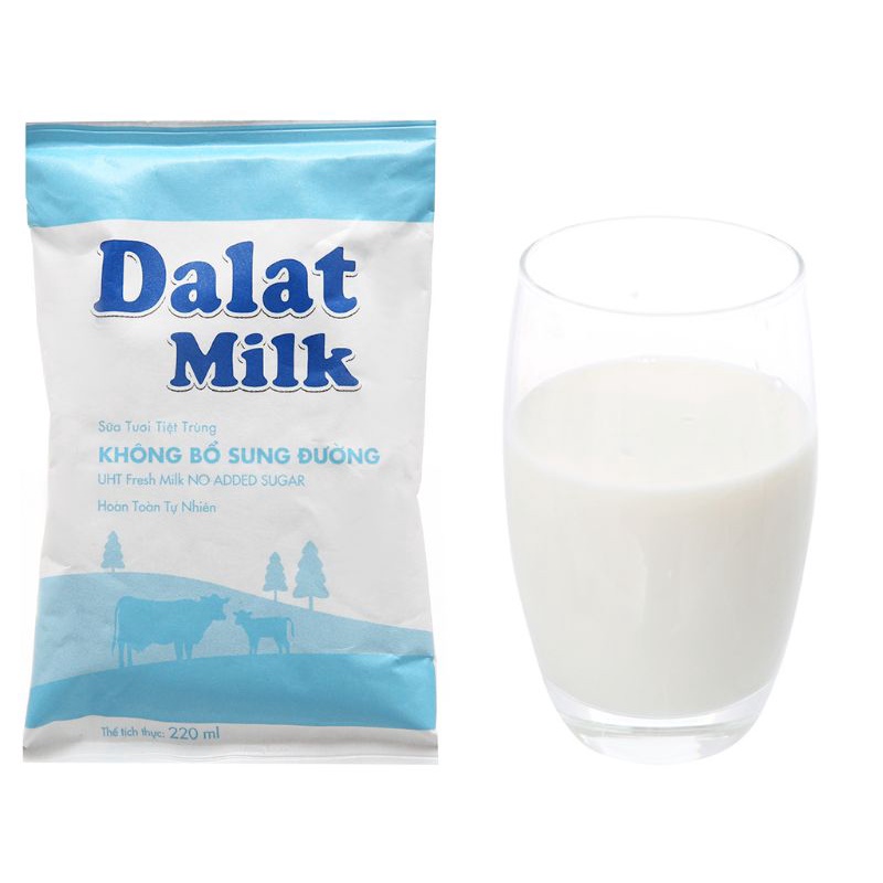 Sữa tươi tiệt trùng không đường Dalat Milk bịch 220ml