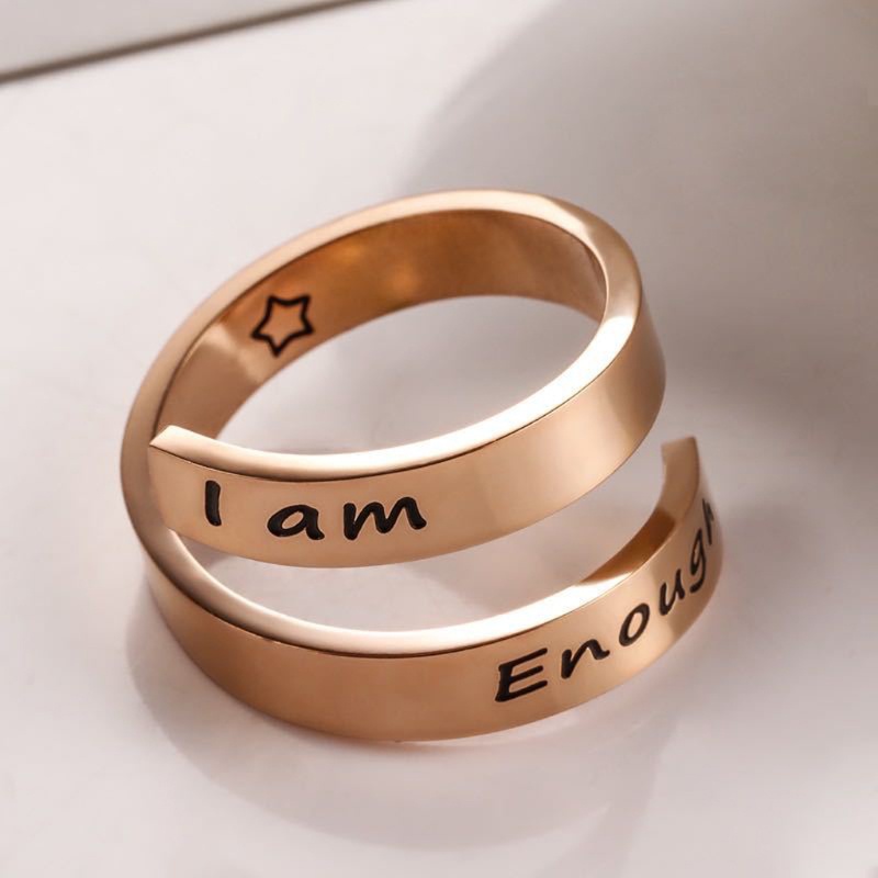 Nhẫn Trang Sức Khắc Chữ I am Enough Thời Trang