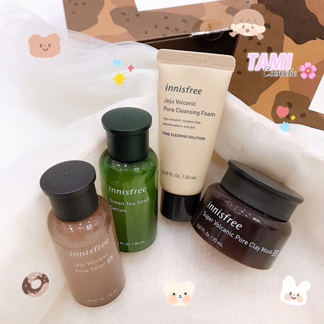 BỘ SẢN PHẨM CHĂM SÓC DA VÀ SE KHÍT LỖ CHÂN LÔNG INNISFREE PORE CARE SET WITH VOLCANIC CLUSTERS