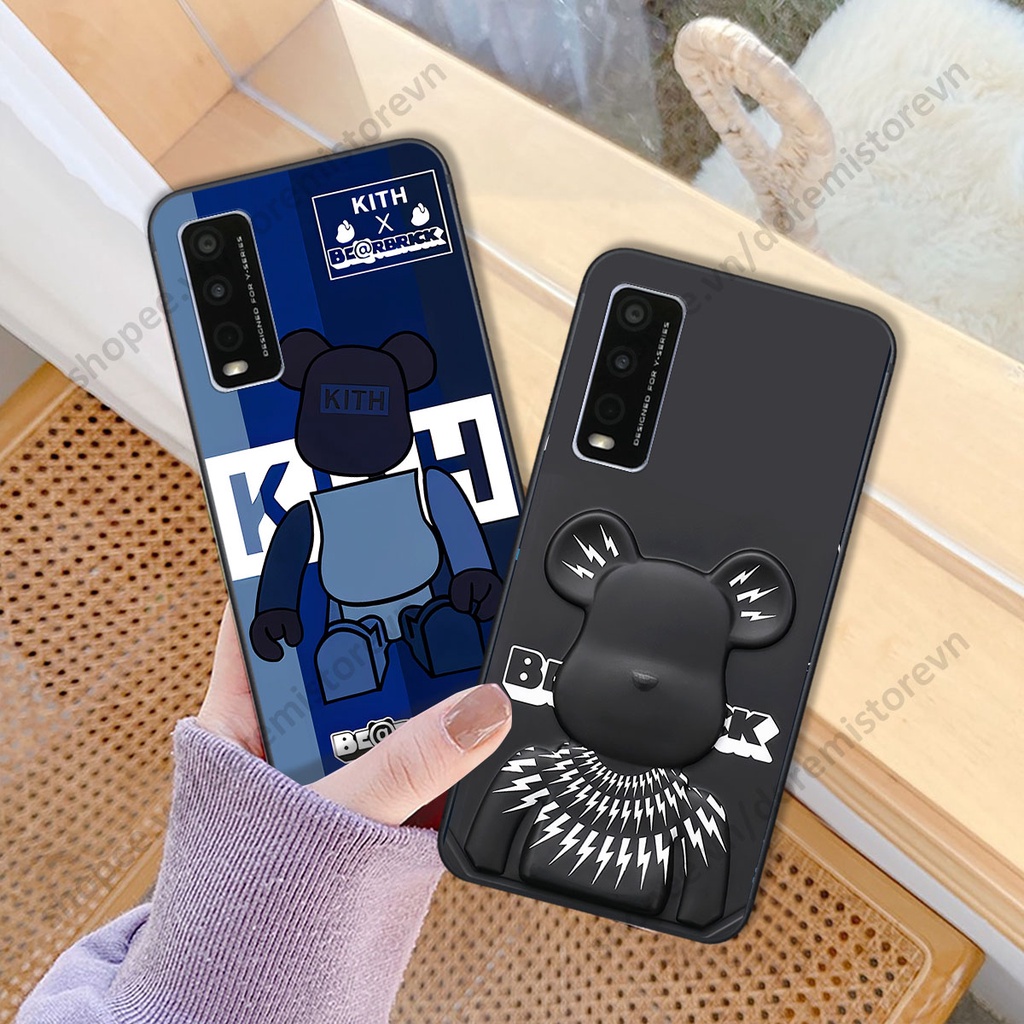 Ốp lưng Vivo Y20 hình kaws, kith, bear brick nổi 3D phong cách độc đáo
