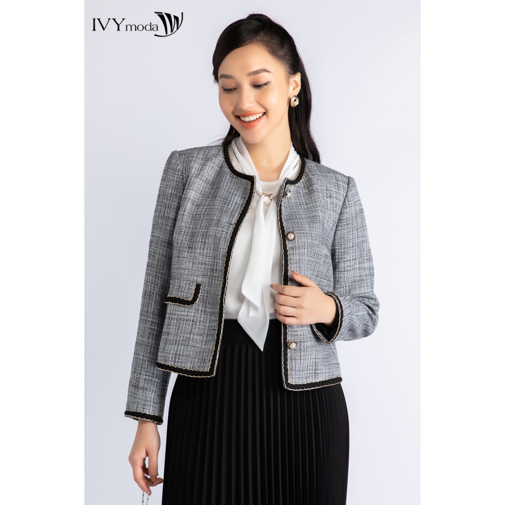 [NHẬP WABRTL5 GIẢM 10% TỐI ĐA 50K ĐH 250K ]Áo vest nữ Tweed dáng lửng IVY moda MS 67M6907