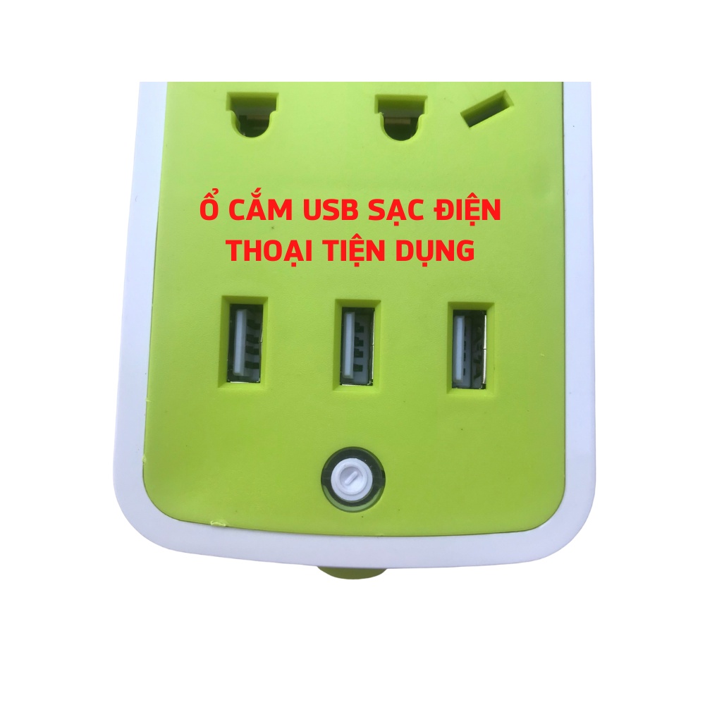 Ổ CẮM ĐIỆN ĐA NĂNG Thông Minh Có Chân 3 Cổng USB Dây Dài 2M Có Công Tắc Loại Thiết Bị Điện Cao Cấp Bán Bảo Hành 12 Tháng