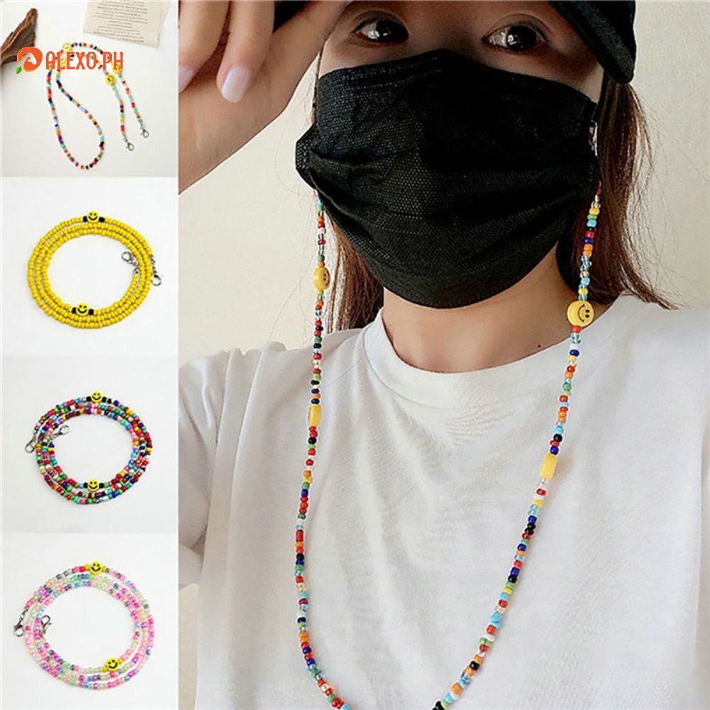 Dây đeo khẩu trang trên cổ chống rơi chống mất đính hạt gạo có màu