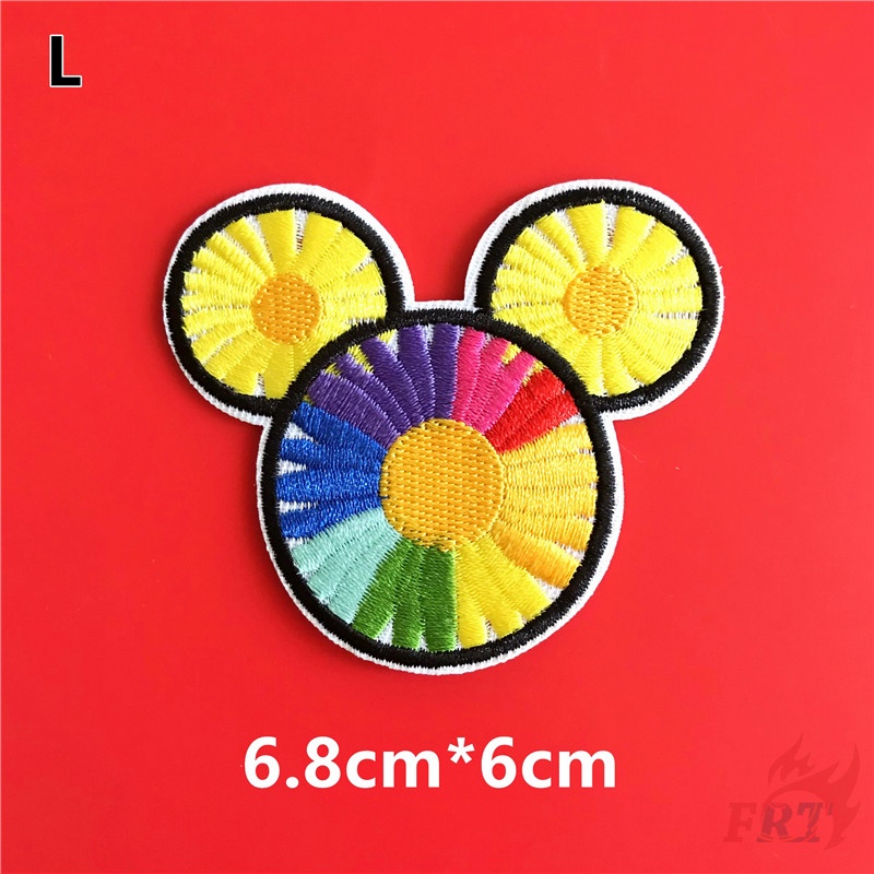 ☸ Sticker Ủi Thêu Hình Chuột Mickey / Hoa Hướng Dương Thời Trang ☸ 1 Sticker Ủi Thêu Hình Huy Hiệu