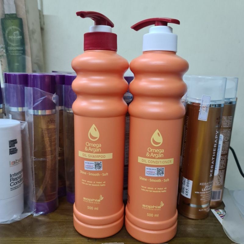 Dầu gội , xả dưỡng tóc siêu thơm Omega và Argan Shampoo - Conditioner Sophia 500ml hàng chính hãng