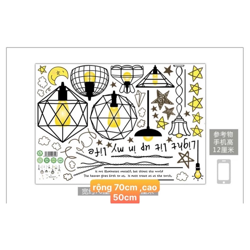 [Mã LIFEHLDEC giảm 10% đơn 99k] Decal Dán tường hình đèn_sở thú tiếng anh,sẵn keo | BigBuy360 - bigbuy360.vn