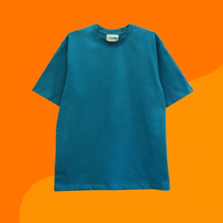 Áo thun trơn tay lỡ màu xanh Cerulean