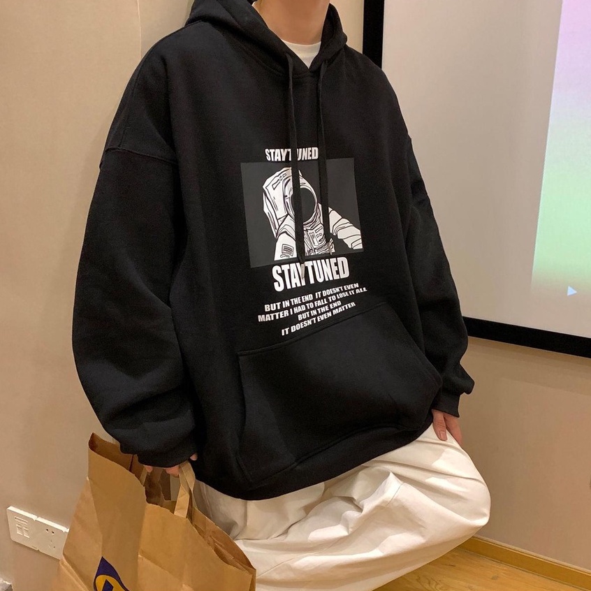 Áo khoác hoodie tay dài dáng rộng thời trang mùa thu cho nam giới