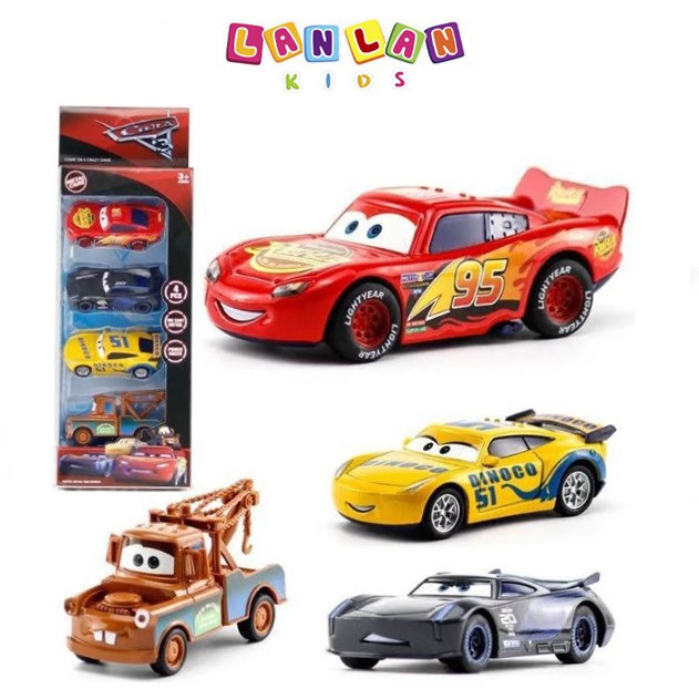 Bộ đồ chơi ô tô mini chạy đà bằng sắt nhiều nhân vật Cars và siêu anh hùng cho bé