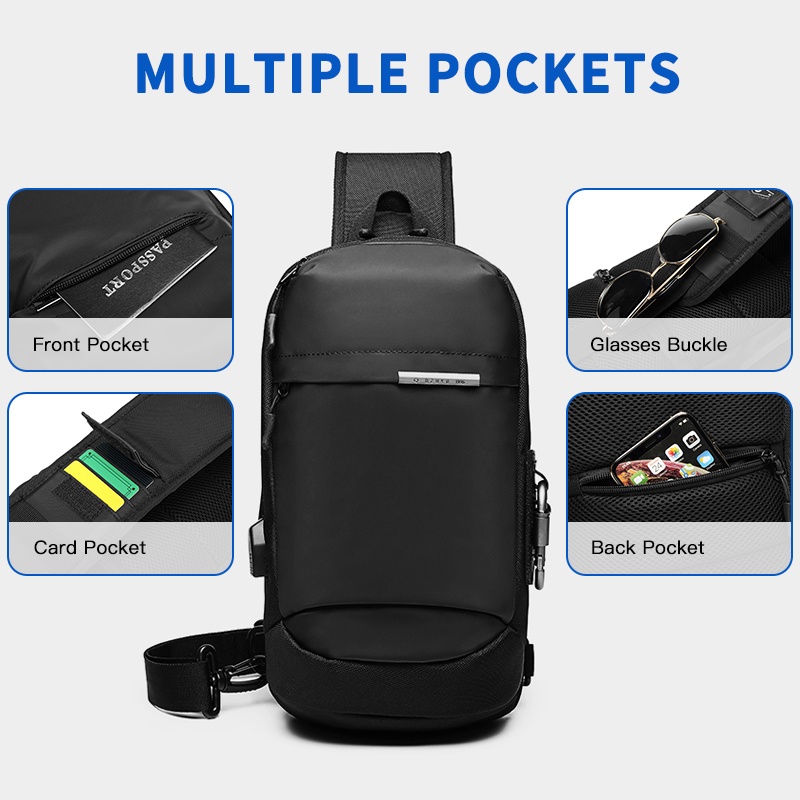 Túi xách Ozuko đeo chéo vai không thấm nước sành điệu cho nam