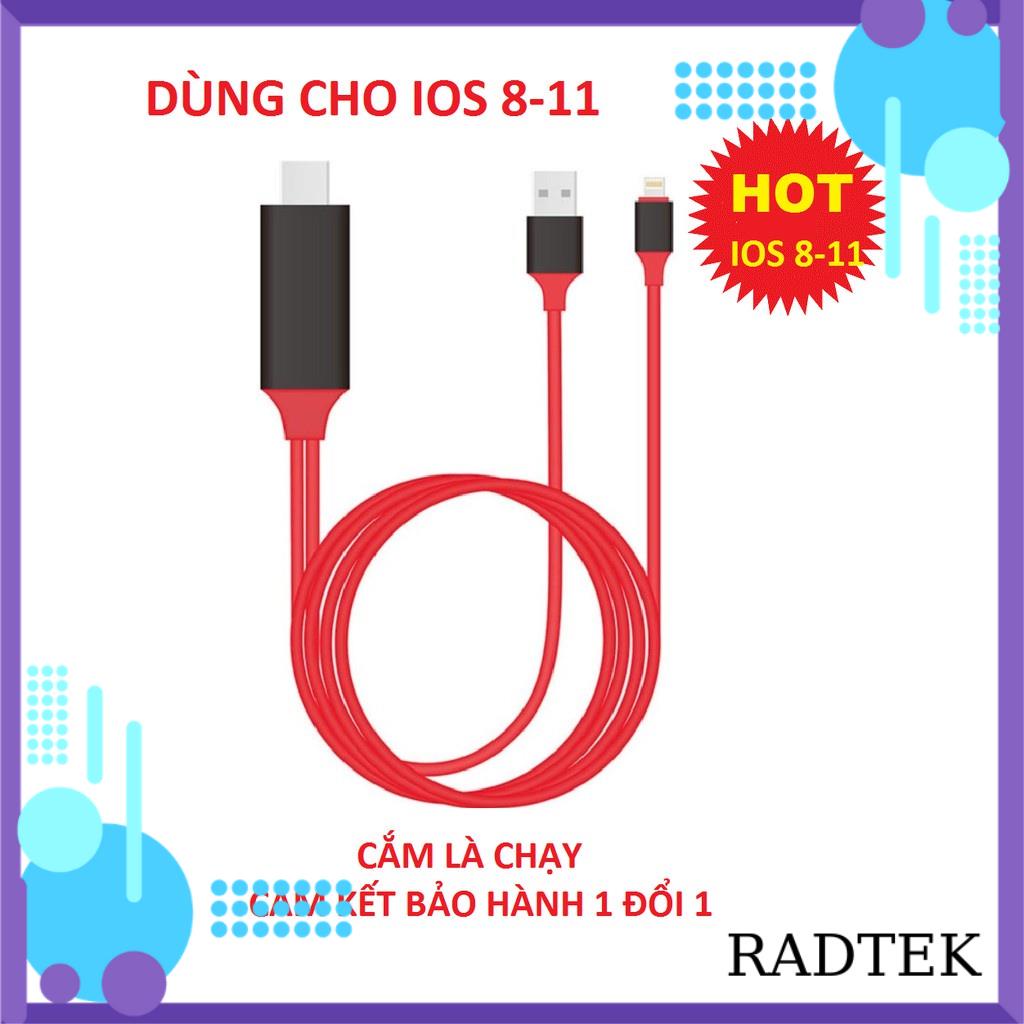 Cáp HDMI cho Iphone 5/6/7/8/X và Ipad dài 2M IOS 8-13 mới nhất 2021 - CẮM LÀ CHẠY