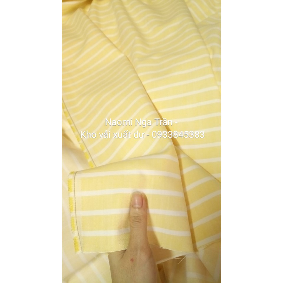 Vải Kaki cotton sọc vàng to, hàng dày ko cần lót, chuẩn vest, SALE 45K/M, DƠ NHẸ