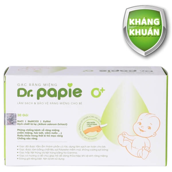 Hộp 30 Miếng Gạc Răng Miệng Thảo Mộc Dr.Papie Cho Bé Từ Sơ Sinh