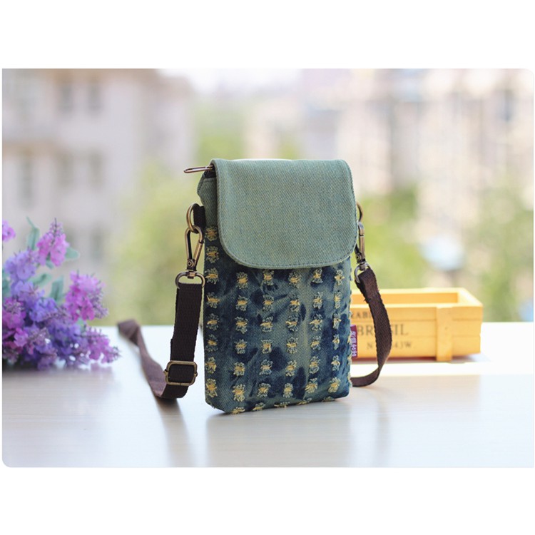 Túi Vải Denim Đeo Chéo Đựng Điện Thoại Iphone 12 / 2023 Phong Cách Mới