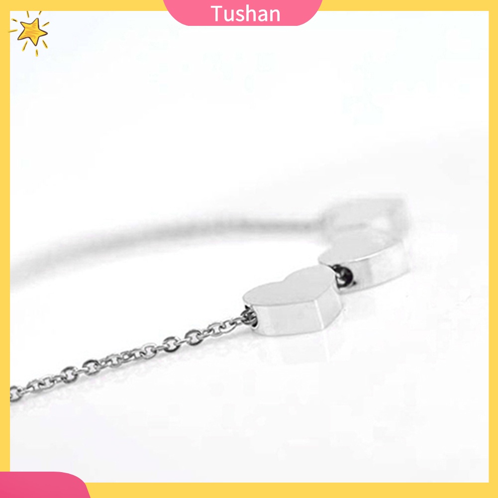 TUSH_Women's Fashion Jewelry Three Love Heart Chain Pendant Statement Choker Necklace