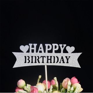 Topper nhũ ngang cắm bánh sinh nhật, trang trí bánh sinh nhật, topper cake