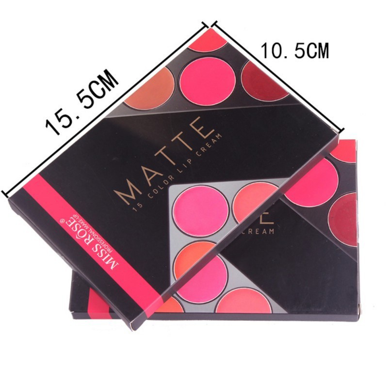 Bảng son môi 15 ô màu bám màu lâu chống nước