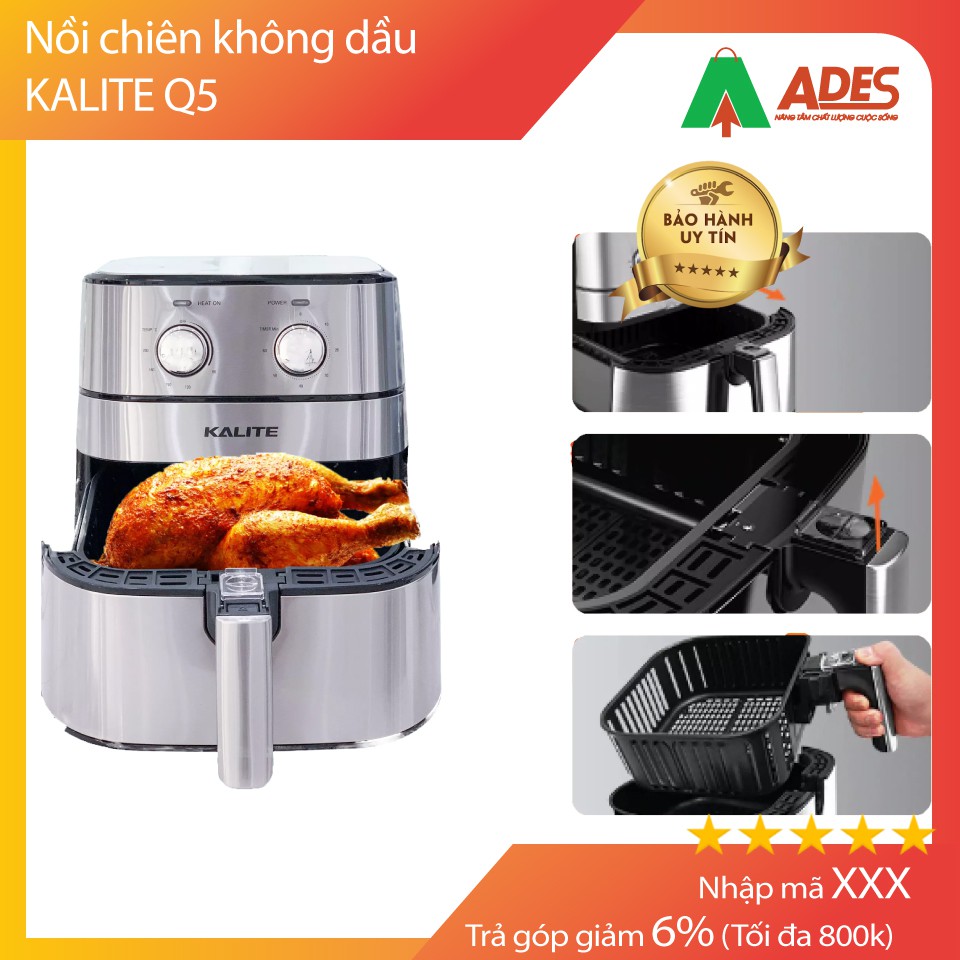 (Hàng chính hãng) NỒI CHIÊN KHÔNG DẦU KALITE Q5 | Bảo hành 12 tháng - 5.5L