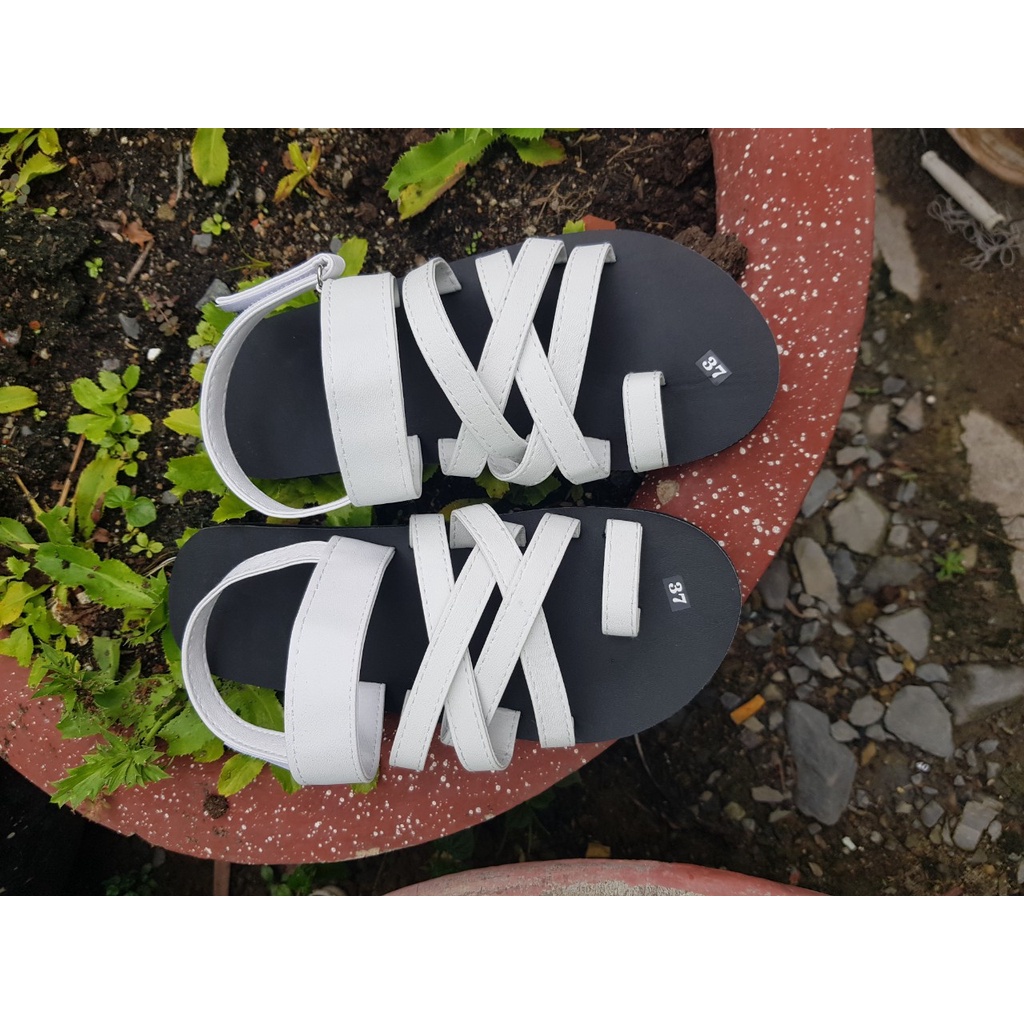 xăng đan nam nữ sandal đồng nai đế đen quai trắng