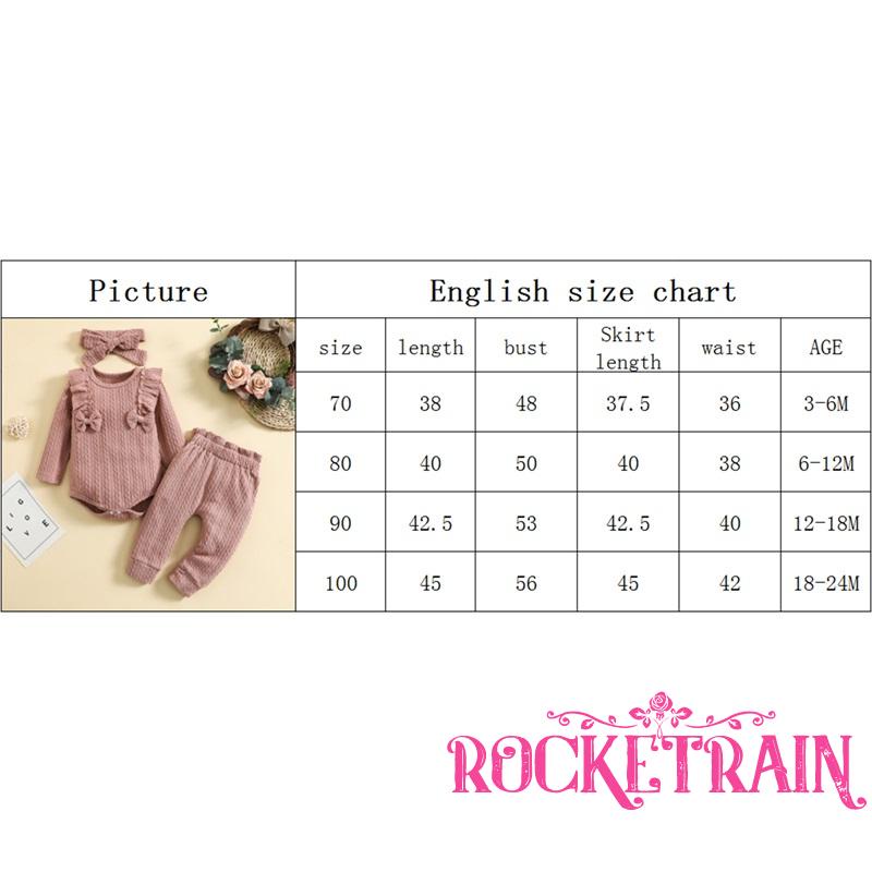 Set Đồ 3 Món Gồm Áo Liền Thân Tay Dài Cổ Tròn Đính Nơ Màu Sắc Trơn + Quần Dài + Băng Đô Cài Tóc Cho Bé Gái