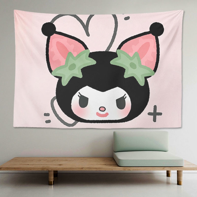 Sanrio Kuromi Thảm Tuyệt vời Lommy Treo Tường Trang Trí Phòng Ký Túc Xá In Chữ What You See You Get