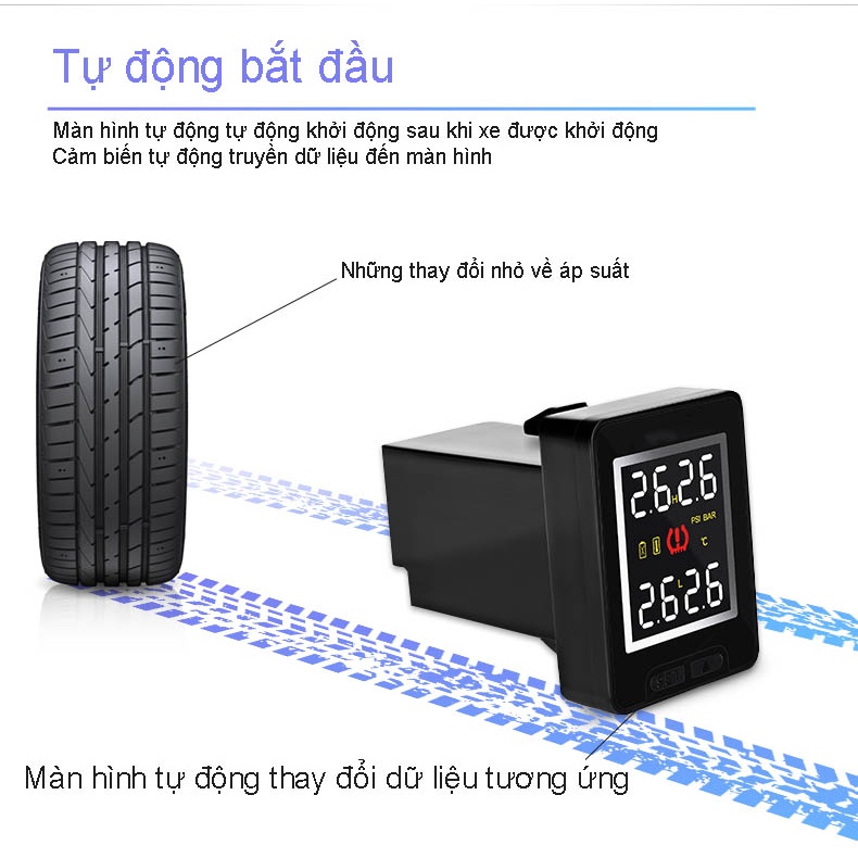 Cảm biến áp suất lốp Careud U912 dùng cho xe ô tô TOYOTA MITSUBISHI MAZDA SUZUKI, Chỉ màn hình