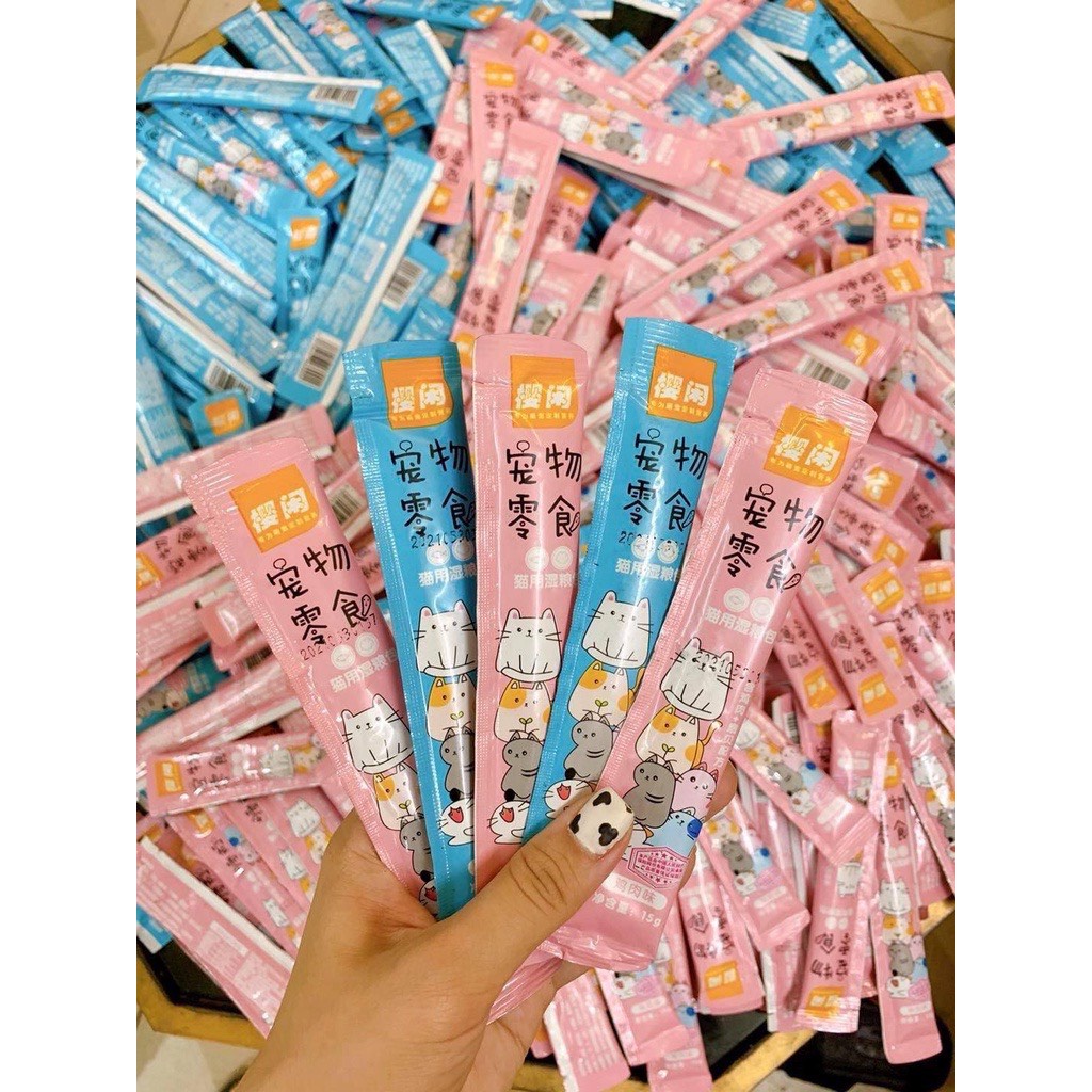 Combo 100 thanh súp thưởng cho mèo, soup thưởng dinh dưỡng cho mèo, sup thưởng shizuka thanh 15gr