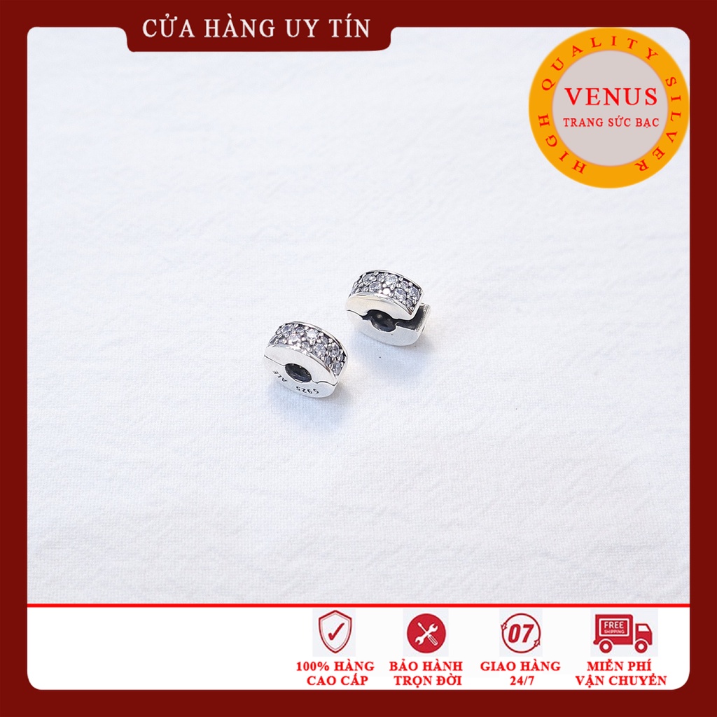 [Charm bạc 925 cao cấp] Charm clip bấm đá trắng- Mã sản phẩm VENUSC5
