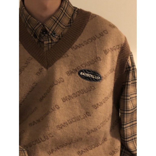 Áo Dệt Kim Sát Nách Dáng Rộng Cổ Chữ v In Chữ Thời Trang Cho Nam Và Nữ