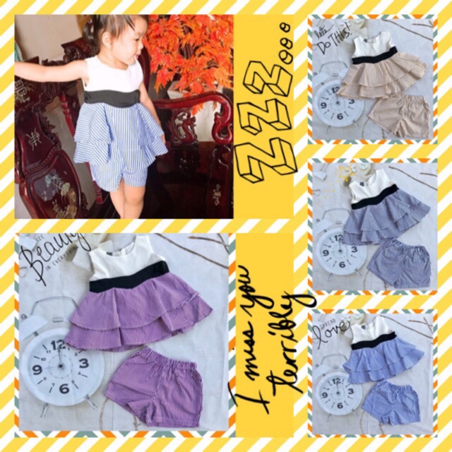 🍭 Bộ kate phối sọc cho bé 10-25kg