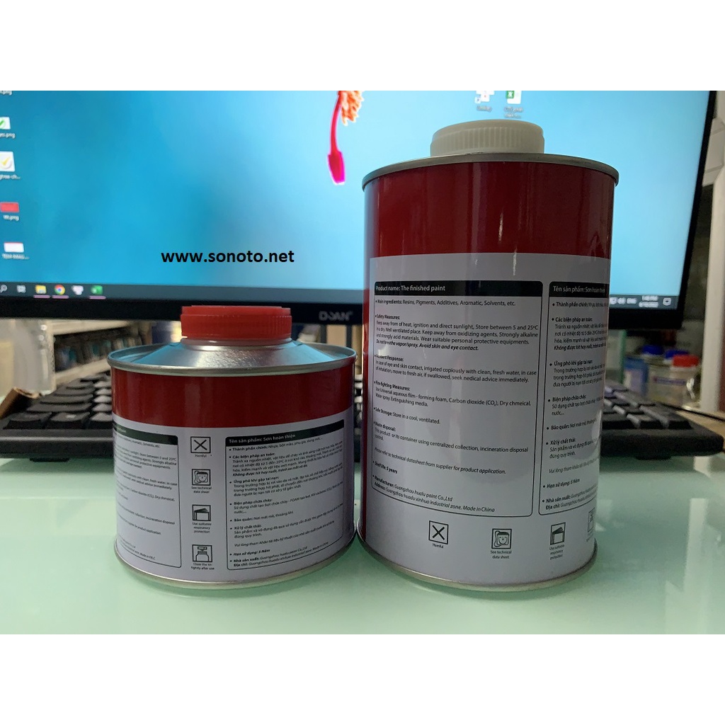 Sơn bóng kèm đóng rắn tổng 1,5 lít sơn ô tô xe máy KODO