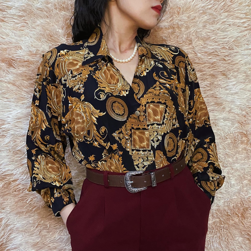 Áo Sơ Mi Nữ Vintage Hoạ Tiết Hoàng Gia [Made in ITALY]