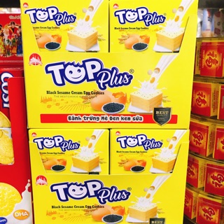 THÙNG 12 HỘP BÁNH TRỨNG MÈ ĐEN KEM SỮA TOP PLUS