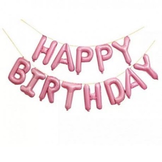 Bóng chữ HAPPY BIRTHDAY màu hồng nhạt