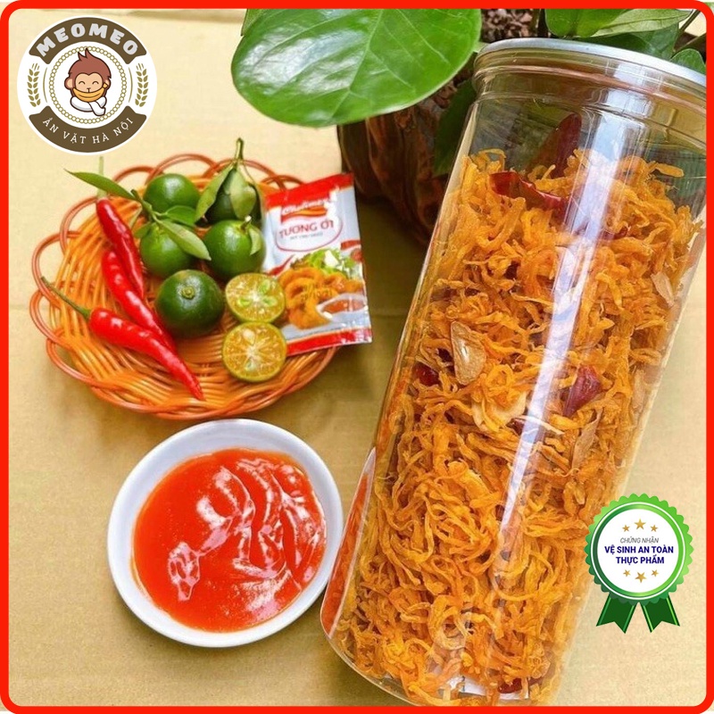 Khô gà bơ tỏi, khô gà xé cay 300g loại ngon, gà khô bơ tỏi chuẩn vị MEOMEO đồ ăn vặt Hà Nội, tốt cho sức khỏe, ít béo | BigBuy360 - bigbuy360.vn