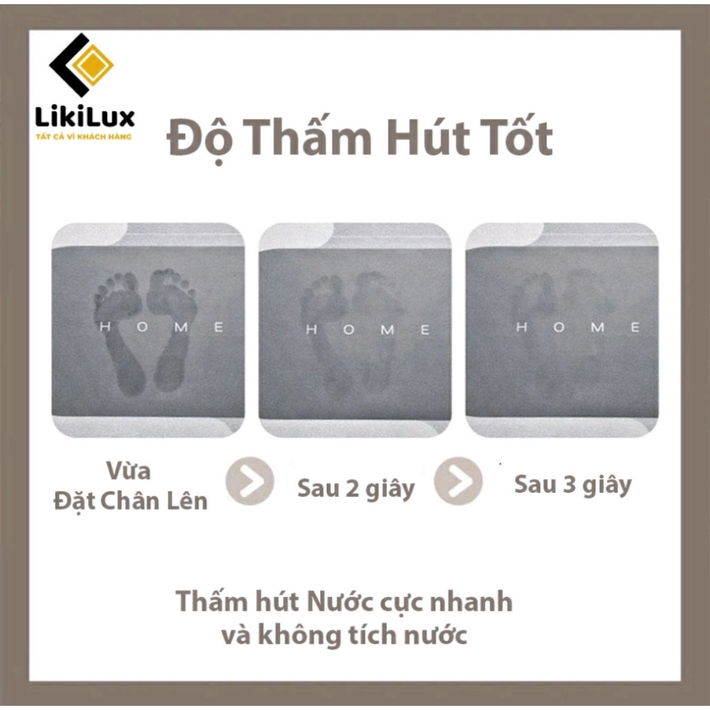 Thảm lau chân siêu thấm hút, khô chân nhanh, chống trơn trượt để nhà tắm nhà bếp