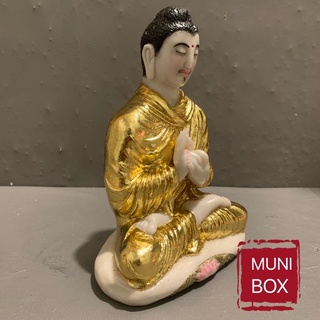 Tượng Phật Thích Ca bột đá trắng 18cm