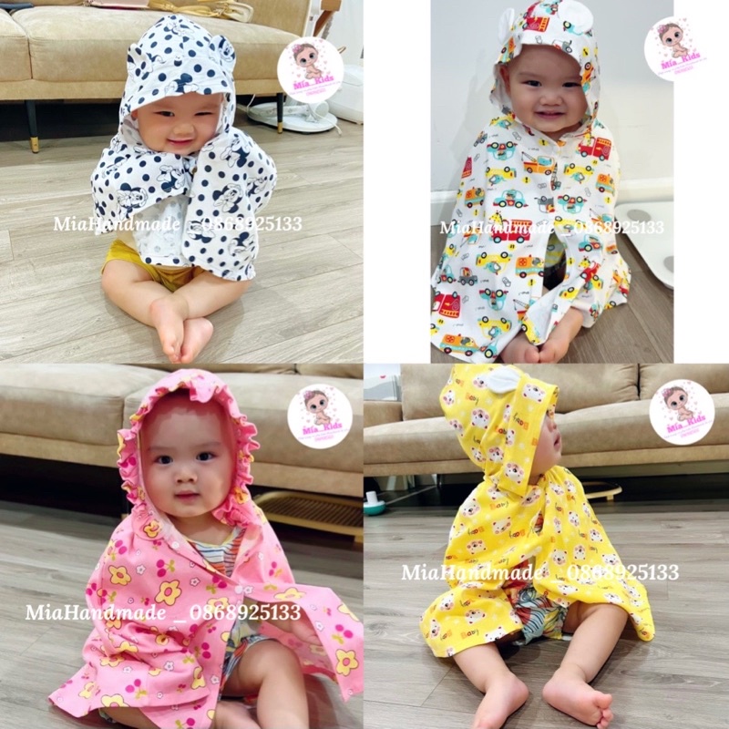 Áo Chống Nắng Cho Bé, Áo Choàng Chống Nắng Cho Bé, Áo Choàng Cánh Dơi Chống Nắng cho bé chất cotton size từ 5-17kg