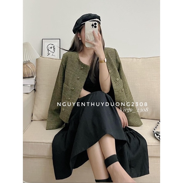 [NEW]ÁO KHOÁC DẠ KHUY ĐỒNG ÁNH KIM TUYẾN TIỂU THƯ